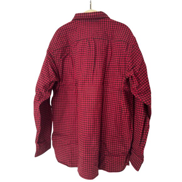 L.L. Bean Men's Chamois Shirt Plaid Red and Black Buffalo Check Mens L - Picture 2 of 3